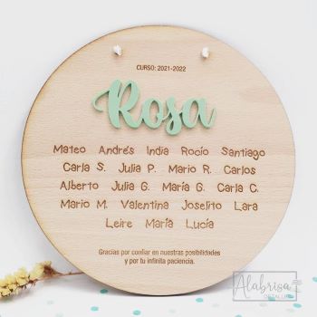 Placa recordatoria con el nombre de todos los alumnos